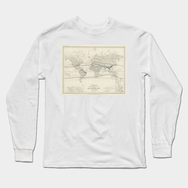 Vintage World Forest & Vegetation Map (1850) Long Sleeve T-Shirt by Bravuramedia